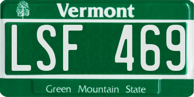 VT license plate LSF469