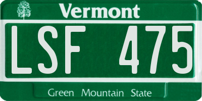 VT license plate LSF475