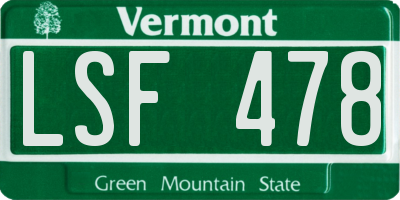 VT license plate LSF478