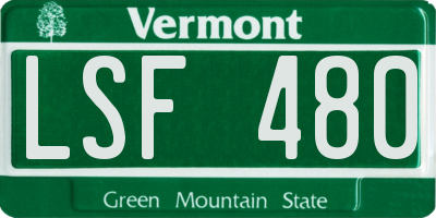 VT license plate LSF480