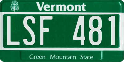VT license plate LSF481