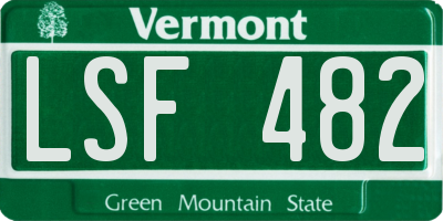 VT license plate LSF482