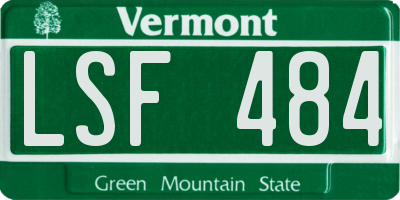 VT license plate LSF484