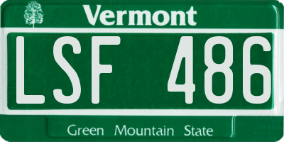 VT license plate LSF486