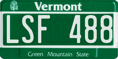 VT license plate LSF488