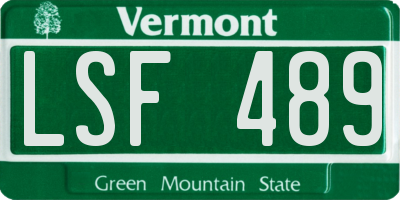 VT license plate LSF489