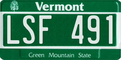 VT license plate LSF491