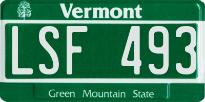 VT license plate LSF493