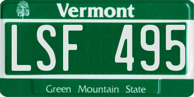 VT license plate LSF495
