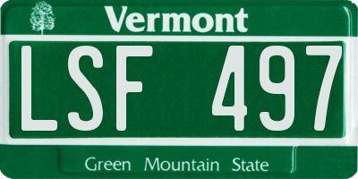 VT license plate LSF497