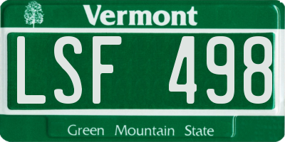 VT license plate LSF498