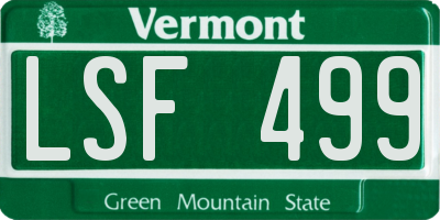 VT license plate LSF499