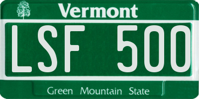 VT license plate LSF500