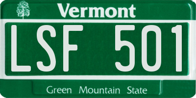 VT license plate LSF501