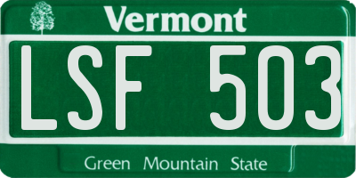 VT license plate LSF503