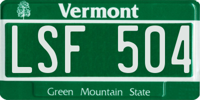 VT license plate LSF504