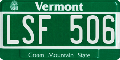 VT license plate LSF506