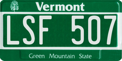 VT license plate LSF507