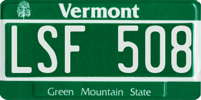 VT license plate LSF508