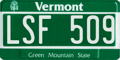 VT license plate LSF509