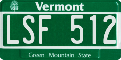 VT license plate LSF512