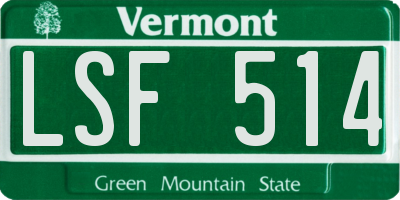 VT license plate LSF514
