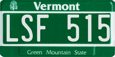 VT license plate LSF515