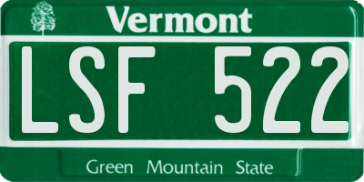 VT license plate LSF522
