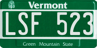 VT license plate LSF523
