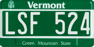 VT license plate LSF524