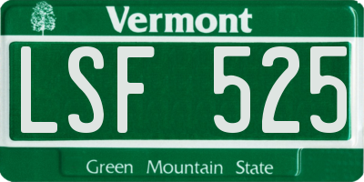 VT license plate LSF525