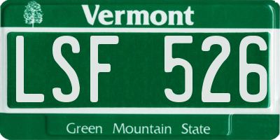 VT license plate LSF526