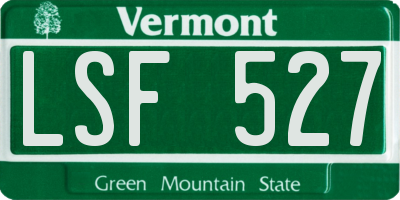 VT license plate LSF527