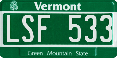 VT license plate LSF533