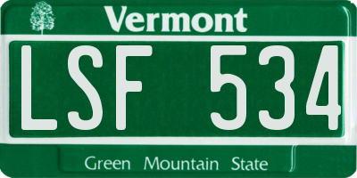 VT license plate LSF534