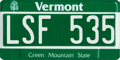VT license plate LSF535