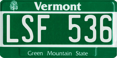 VT license plate LSF536