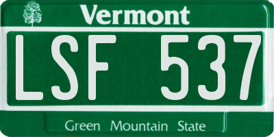 VT license plate LSF537
