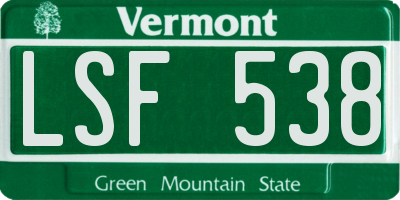 VT license plate LSF538