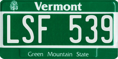 VT license plate LSF539