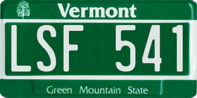 VT license plate LSF541