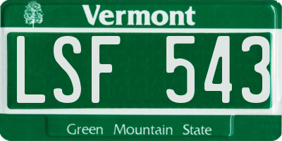 VT license plate LSF543
