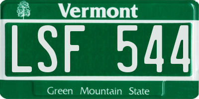 VT license plate LSF544