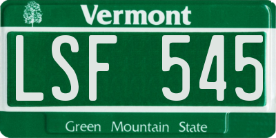 VT license plate LSF545