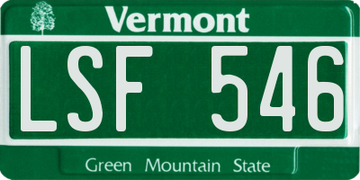 VT license plate LSF546