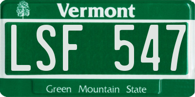 VT license plate LSF547