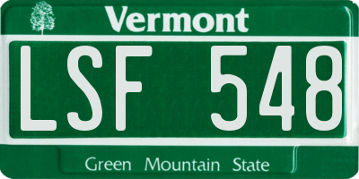 VT license plate LSF548