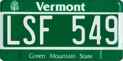VT license plate LSF549