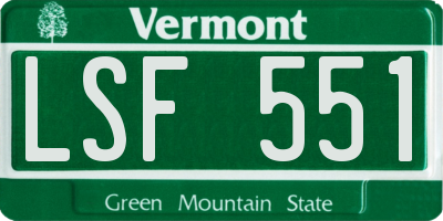 VT license plate LSF551