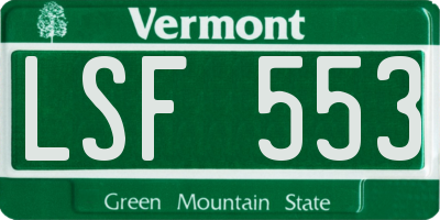 VT license plate LSF553